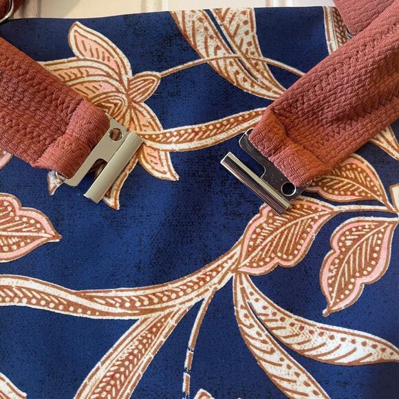 Cupshe Bikini NWT Women L Rust Textured Top Floral Paisley High Waist Swim Set - Picture 5 of 10